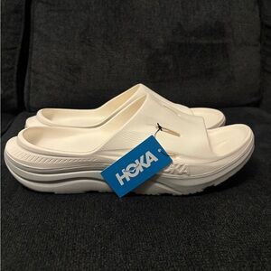 Hoka Unisex Ora Recovery Slide Sandals, Alabaster/Stardust, US Men’s